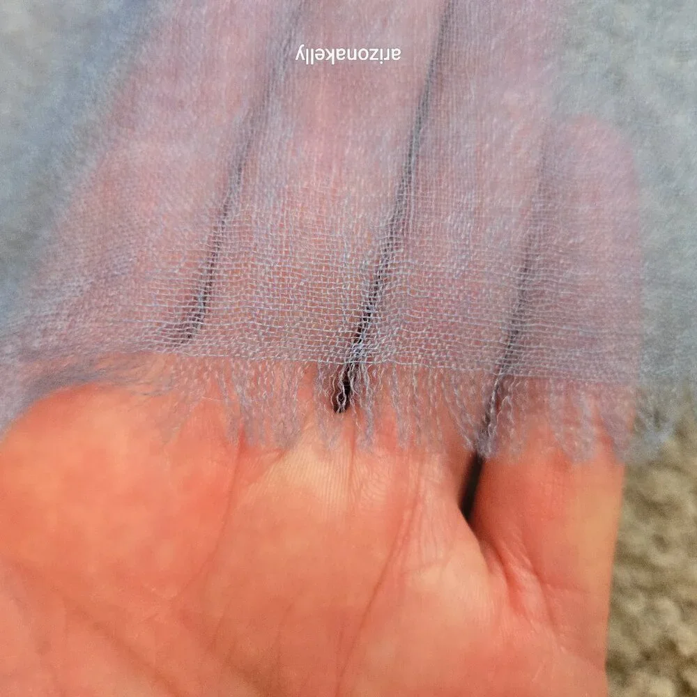 NWOT Cashmere Scarf Wrap Featherweight Tissue Weight Periwinkle Blue Ovcio - Picture 3 of 10